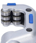 Close-up of Bearing Tube Cutter CT532 Pro Grade Beefy Heavy Duty Pipe Cutter mechanism with stainless steel rollers