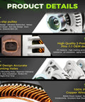 Non-slip pulley and copper winding details of Beefed Up 130 Amp 12V Alternator Replacement For 2008 2012 Accord 2.4L I4 And 2009 2014 TSX 2.4L