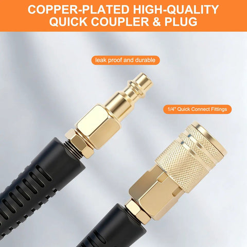 Copper-plated quick coupler for Coilable Polyurethane Recoil Air Hose With Quick Connect And Bend Restrictors For Pneumatic Tools