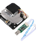 High Precision PM2.5 Air Quality Sensor Module with Digital Output for Arduino, showing fan and connectors, ideal for filtration systems.
