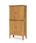 Outdoor Acacia Wood Storage Cabinet With Two Doors And Four Shelves For Backyard Garden Balcony Coastal Farmhouse Style Tool Organizer Weather Resistant Teak Look 61 Inch Tall Shed For Extra Outdoor Storage