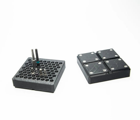 Modular 1/4-Inch Hex Bit Organizer System With 77 Slots For Fast Access Driver Bit Holder For Toolbox And Workbench Storage Gridfinity Compatible Black Finish 84 mm By 84 mm
