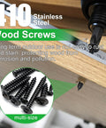 410 Stainless Steel Wood Screw Set, DIY Friendly Assortment Kit With M2 M3 M4 Pan Head And Truss Head Self Tapping Screws, Black Finish