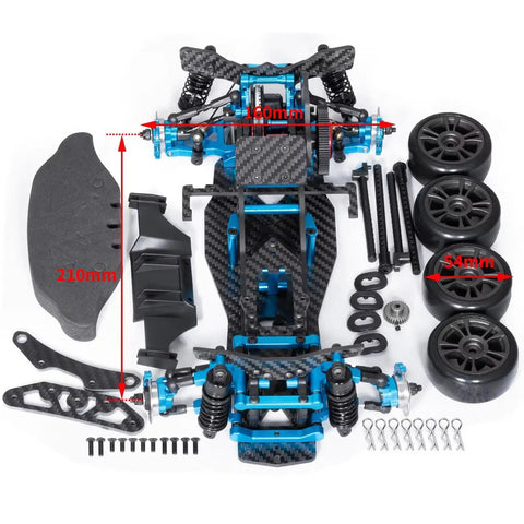 Tool Free RC Chassis Frame Parts Upgrade Kit For 1 By 10 Drift Cars D5 Style Lightweight Alloy Frame Set with measurements