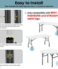 Heavy Duty Carbon Steel Table Leg Extenders Deliver Top Shelf Support For A Quick No Sweat Desk Lift That Kills Back Pain Cold With Simple Height Adjustments Up To Five Point Eight Inches Four Pack installation guide with steps for adjusting height and compatibility.