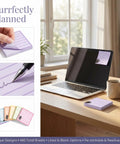 Black Cat Sticky Notes 3x3 Set For Back To School And Office on a desk with laptop and coffee cup, featuring cat design
