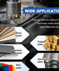 1-inch tungsten carbide tip hole saw with M2 pilot bits for stainless steel, metal, iron, and plastic.