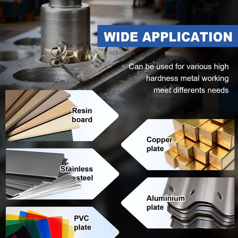 1-inch tungsten carbide tip hole saw with M2 pilot bits for stainless steel, metal, iron, and plastic.