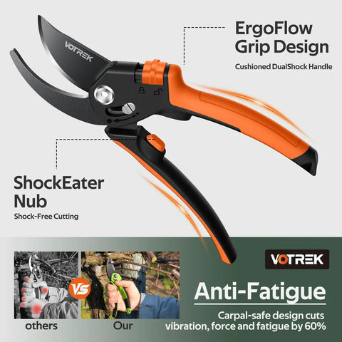 Pruning Shears With Stepless Adjustable Handle For Any Hand Size Beast Mode Garden Clippers With Ultra Sharp SK5 Steel display.