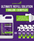 1 Gallon Screen Cleaner Refill With Dispensing Tap For Streak Free Screens TV Computer Phone Tablet No Mess Car Screens