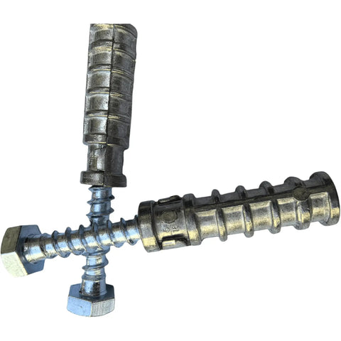 Heavy Duty Zinc Alloy Lag Shield Anchors With Three Inch Lag Bolts Three Eighths Inch By Two And A Half Inch Two Pack
