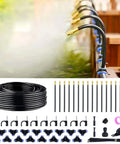 360 Degree Adjustable Drip Irrigation System Kit with 50 Ft of 5/16 Inch Tubing, 16 Nozzles, tubing and connectors displayed
