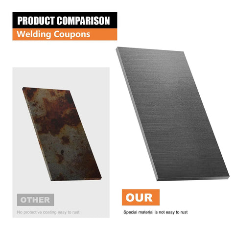Comparison of rusted and non-rusted 4x2 Inch Welding Coupons Set 11 Gauge 10 Pieces Mild Steel Practice Plates Kit
