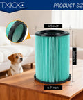 Heavy Duty Replacement Filter Kit For 5 To 20 Gallon Wet Dry Vacuums Includes VF6000 Filter Foam Sleeve shown on table with pet.