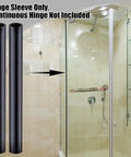 Black Plastic Hinge Sleeves For Shower Doors 72 Inches Long Continuous Hinge Replacement Covers displayed in modern bathroom.