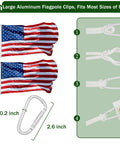 American flag on pole with large aluminum flagpole clips, demonstrating Garden Flag Pole Pulley And Rope Kit For 2 to 2.6 Inch Poles.