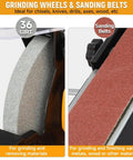 Tough As Nails 2 IN 1 Bench Grinder And 2X27 Inch Belt Sander Combo showing 36 grit grinding wheel and sanding belt.