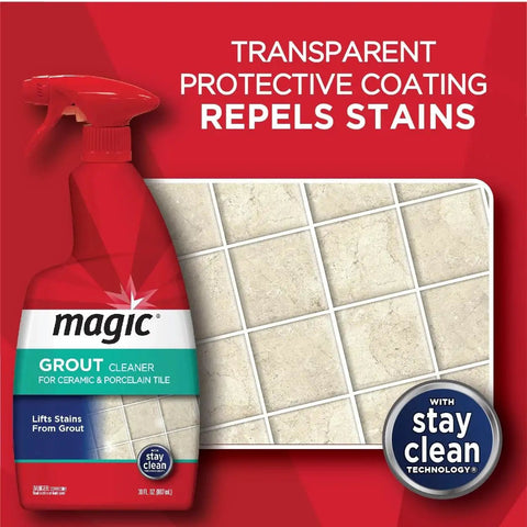 Stay Clean Technology Grout Cleaner 30 Oz Six Pack For Tile Grout Stains Mildew Removal with transparent protective coating.