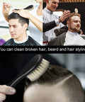 Barber Fade Brush Set With Natural Fiber Wooden Handle For Beard Styling Neck Duster And Cleaning Brush All In One Mens Grooming Kit To Tidy Beards Clean Up Loose Hair And Nail That Smooth Salon Ready Look. Black brush styling haircut