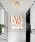 Hallway with Dope Crystal Semi Flush Mount Ceiling Light With Three Lights, Modern Chrome Finish Crystal Chandelier installed