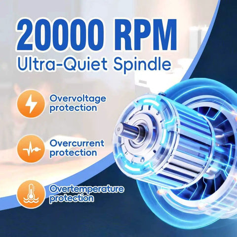 Top Tier Mini Metal Milling Machine And Vertical Mill Lathe With Slick Electroplated Body 36 Watt Motor Cranking 20000 RPM ultra-quiet spindle with safety features.