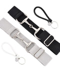 1.5 Inch Elastic Equestrian Belt With Bit Buckle And Leather Key Strap For Horse Riding Enthusiasts, Durable Polyester Webbing