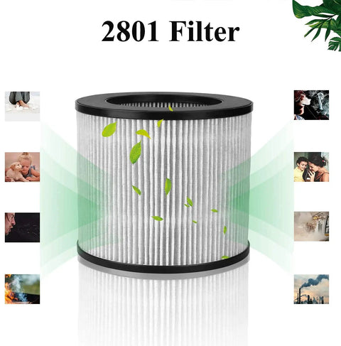 Two Pack Replacement Filter for Bissell 2801 2780 2780A 27809 MyAir Personal, high efficiency carbon filter with airflow visuals