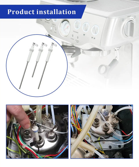 Top Shelf Triple Pack Steam Probe Upgrade For Breville And Sage Espresso Machines installation with silicone steam wands.
