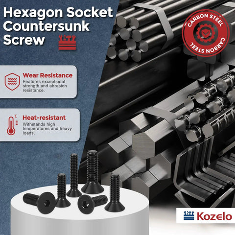 25 Pcs Flat Head Socket Cap Screws 1/4-20 X 1/2 Black Carbon Steel Countersunk Bolts For Automotive Repair Furniture Fixes