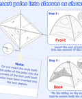 Zero Hassle Snap Together Blackout Tent For Pack And Play assembly diagram, showing pole insertion for lightweight tent setup.