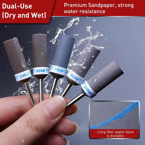 Heavy Duty Sanding Drums And Sandpaper Sticks Set For Dremel Rotary Tools With Assorted Grit Sleeves, includes 240 to 2000 grit.