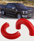 Ford Front Tow Hooks Cover For F150 2004-2024 And Bronco 2021-2025, Tough Hitch Cover in red beside black Ford F-150