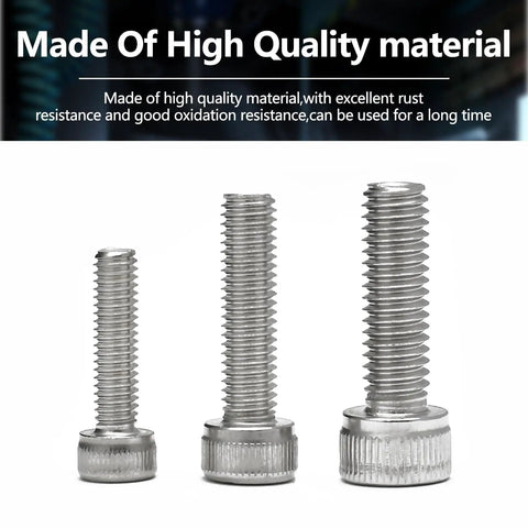 Hex Socket Head Cap Screw Kit 135 Pcs Set Stainless Steel Fasteners M2.5 To M8 For DIY Home Improvement And Furniture Projects Includes M2.5 M3 M4 M5 M6 M8 Bolts And Allen Hardware, featuring three different screw sizes.