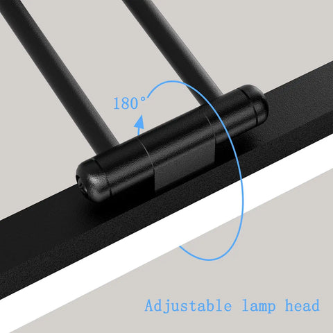 Close-up of 32 Inch Matte Black Bathroom Vanity Light With 18W Adjustable LED Fixture, 6000K Cool White, showing rotatable lamp head.