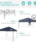 Step-by-step guide to setting up the 10x10 Foot Pop Up Canopy Tent With Grab-And-Go Quick One Person Setup In Under A Minute, Instant Shade.
