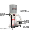 Vortex Cone Dust Collector With 2 Micron Canister Filter And 1.5 HP Motor, Dual Voltage 115 230V Single Phase, visible features