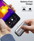 256x192 IR Thermal Camera For Android With 9mm Adjustable Focus Lens Night Vision Monocular Infrared Imager shown connected to smartphone