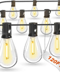 120 Ft LED Outdoor String Lights with 32 Shatterproof Edison Bulbs 2700K Warm White Commercial Grade Patio Lighting