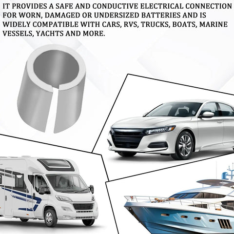 Heavy Duty Lead Alloy Battery Terminal Post Shims Quick Fix For Loose Fits Bulletproof Conductivity Universal Adapter Sleeves optimal for cars and boats.