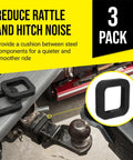 2 Inch Hitch Silencer Pads Pack Of 3 For Noise And Rattle Reduction In 2 Inch Hitch Receivers shown with hitch setup