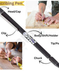 Tough As Nails Tungsten Carbide Scribing Pen, Lightweight Metal Engraver with slide pocket clip used on wood for precise marking.