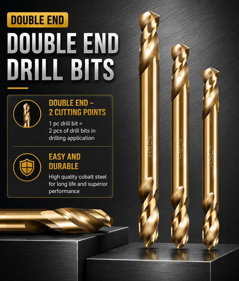 Beefy Double End Cobalt Drill Bit Set One Eighth Inch Stubby Body For Steel Metal Iron Ten Pack Dual Cutting Points Delivers Long Life And Fast, Clean Holes In Hard Materials