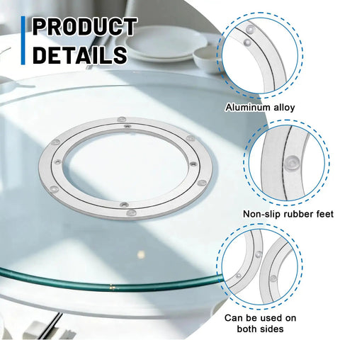 Heavy Duty 11.8 Inch Lazy Susan Hardware Turntable Bearing Aluminum Alloy Swivel Base with product details on glass table