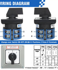 Beefy 63A Rotary Changeover Switch With Master Box Exterior Enclosure 660V diagram showing wiring connections and switch positions.