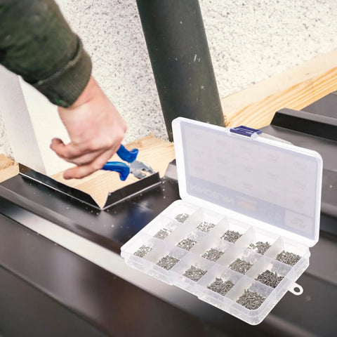 Heavy Duty Self Tapping Screws Kit For Metal And Wood Carbon Steel Construction Built To Last For Home And Office Projects Includes Silver Sheet Metal Screws And Durable Fasteners For Quick Easy Install, open screw assortment box