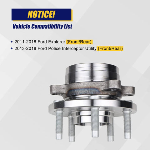 512460 Beefed-Up Front And Rear Wheel Bearing Hub Assembly for Ford Explorer 2011-2018 and Ford Police Interceptor Utility 2013-2018
