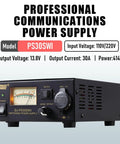 Ultra Low Noise Switching DC Power Supply 30A 13.8V For CB Ham Mobile Transceivers With Noise Offset 110V AC Input Cooling Fan Screw Terminals Compact Rig Power shown with power meter and controls