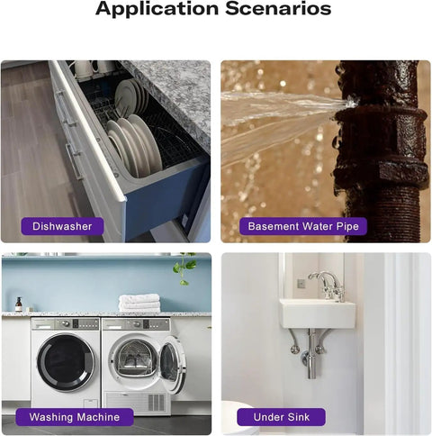 Zigbee Water Leak Sensor With Dripping Detection And 120 dB Alarm, 2 Pack No Fuss Setup, Real Time App Alerts, Works With Home Assistant And Compatible Zigbee Hubs, Batteries Included, Easy Floor Placement In Kitchen Basement Laundry in dishwasher, pipe, washer and sink