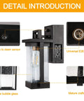 Dusk To Dawn Outdoor Light With GFCI Outlet Bubble Glass Exterior Wall Mount Fixture with clear bubble glass and E26 base
