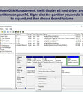 Screenshot of Disk Management showing hard drives and partitions with Extend Volume option for Super Slick Dual M.2 Msata Mini Sata Ssd To 2.5 Inch Sata Hdd Hybrid Enclosure Housing For Seamless Raid Zero And Jbod Span Bridging Solutions Offering Hassle Free Plug And Play Data Expansion.